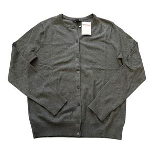 Lands End Gray Knit Button Front Cardigan Classic Preppy Minimalist Layer Size M